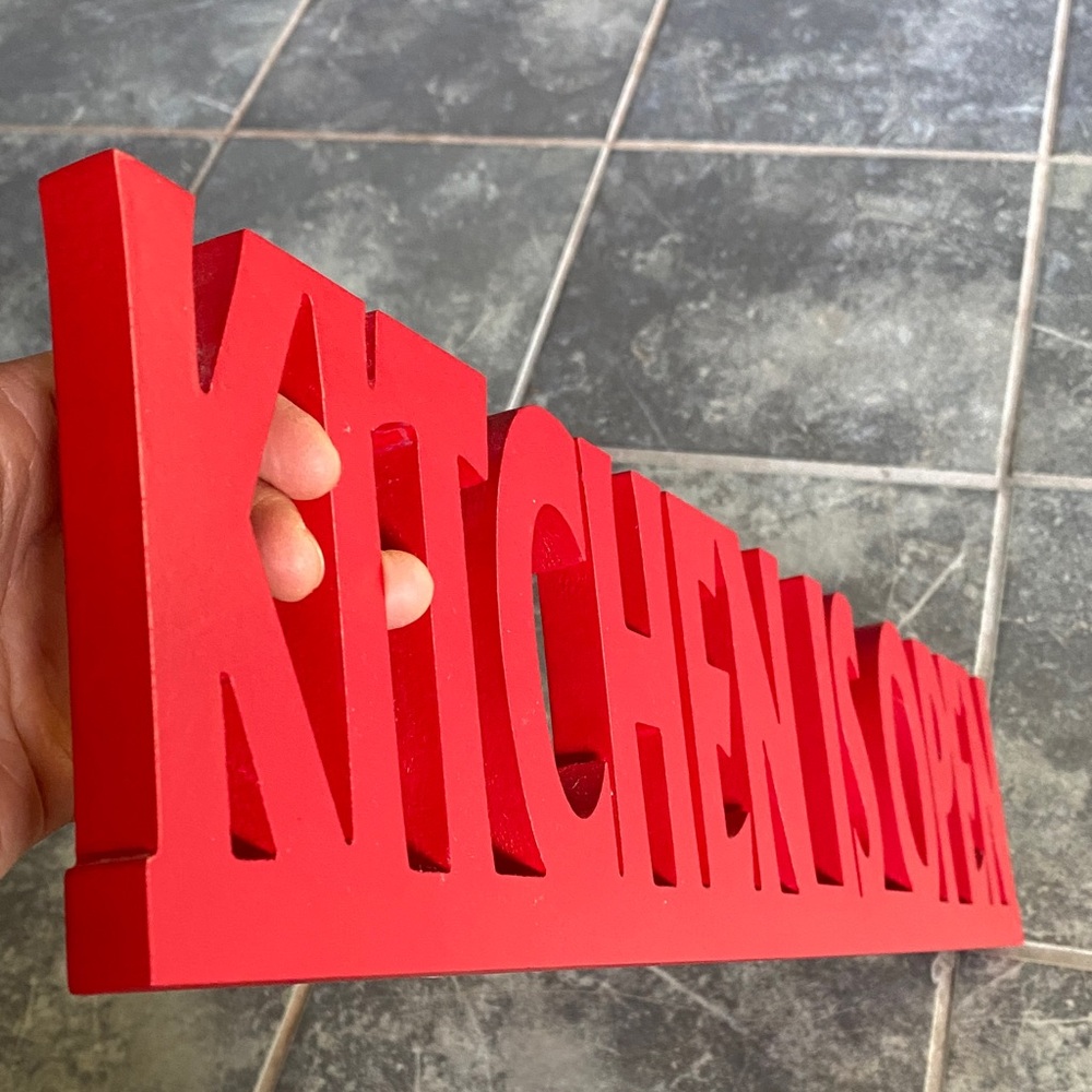 Red Kitchen Sign - "Kitchen is Open" - Picture 3 of 4